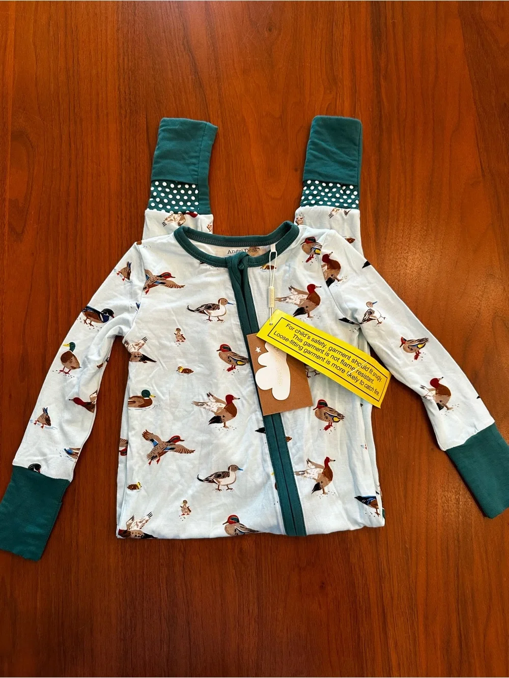 NWT Angel Dear bamboo cotton Duck-Print Zip One-Piece Pajama size 12-18 months